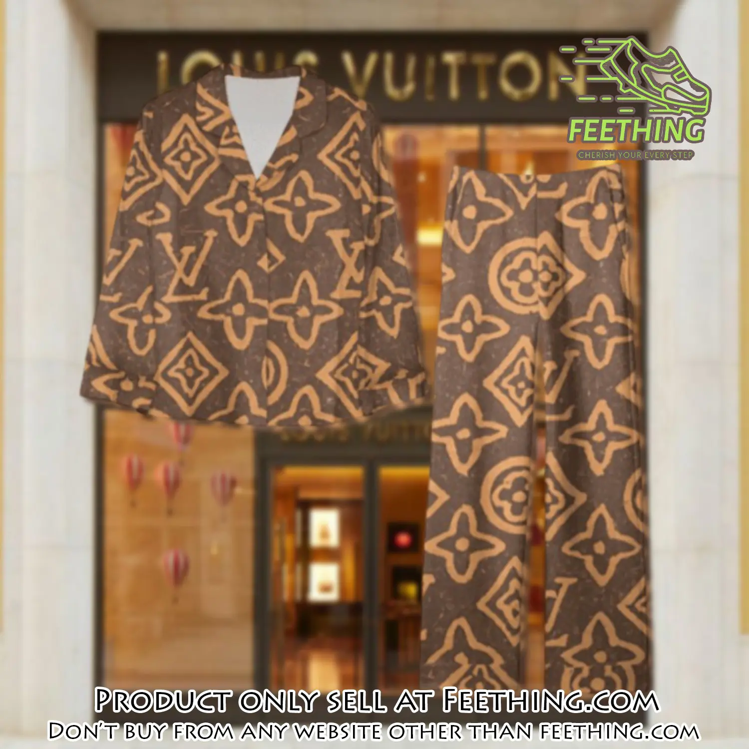 Trending luxury lv satin pajama set pjs1103 ft5907770
